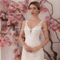 Champagne Beaded Lace Applique Bridal Gown sweetheart mermaid lace wedding dress